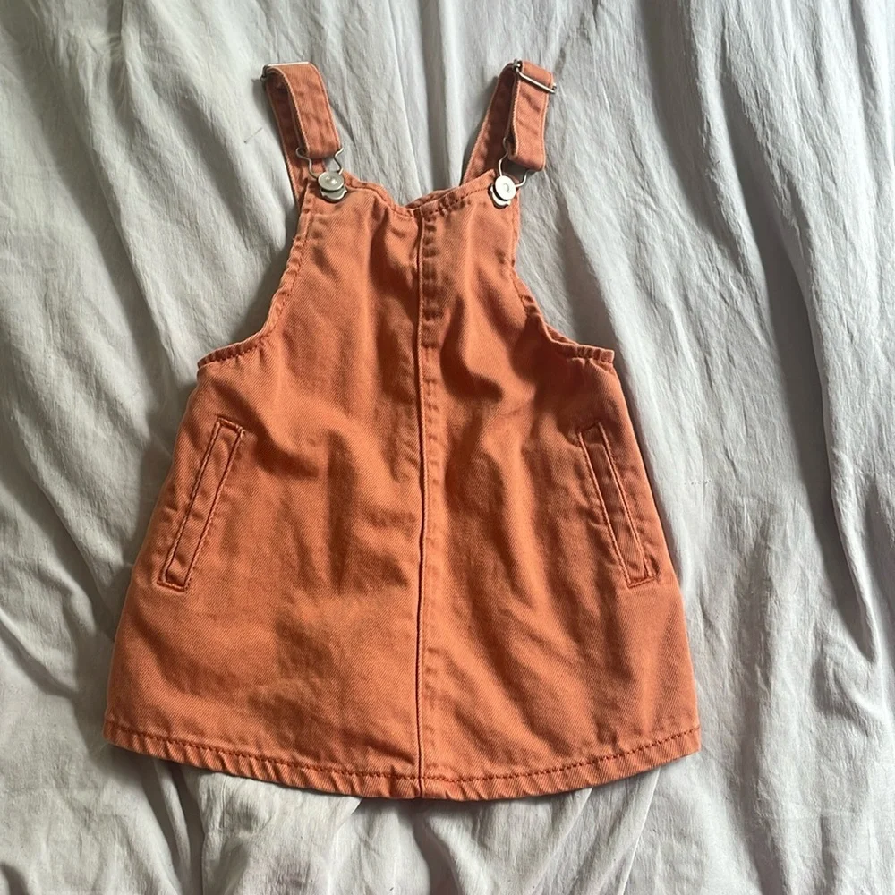 Wonder nation Jean overall dress, orange, size 18M